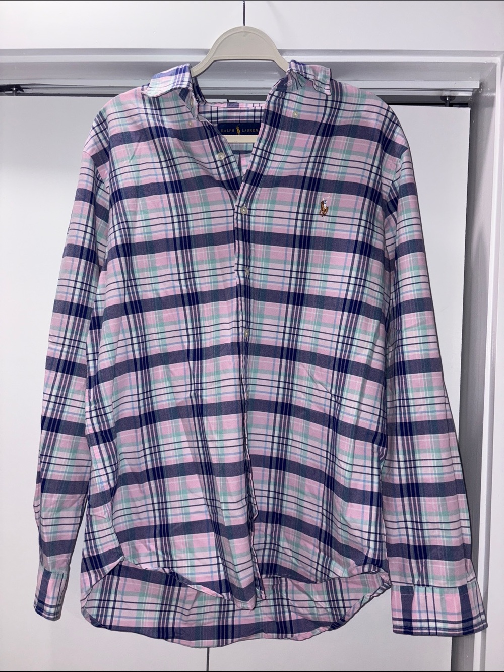 Ralph Lauren Pink, Navy & Mint Plaid Button-Down Shirt
